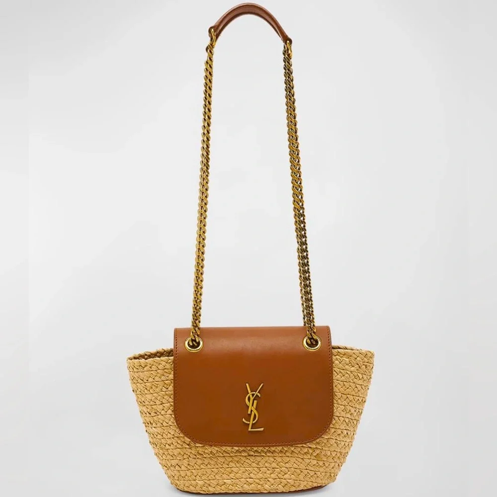 Saint Laurent Panier Mini YSL Flap Crossbody Basket Bag in Raffia - Picture 1 of 12